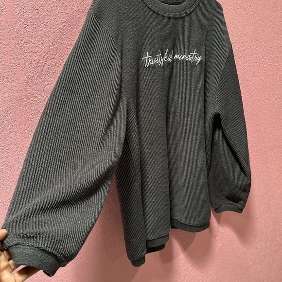 Dark Gray Corduroy Unisex Sweatshirt Size XL - Picture 6 of 7